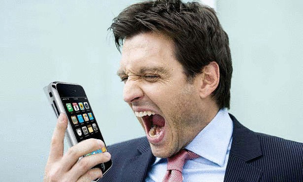 Man screaming at phone