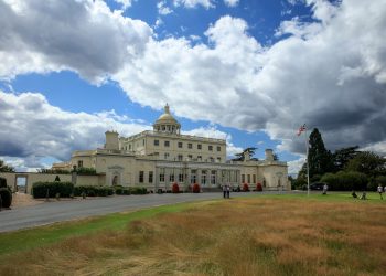 WOODHALL SPA, ENGLAND - AUGUST 03: A view of the clubhouse ad hotel at Stoke Park Golf Club on August 03, 2020 in Stoke Poges, England. (Photo by David Cannon/Getty Images)